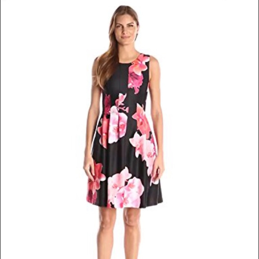 Calvin Klein Floral Print Fit and Flare Dress